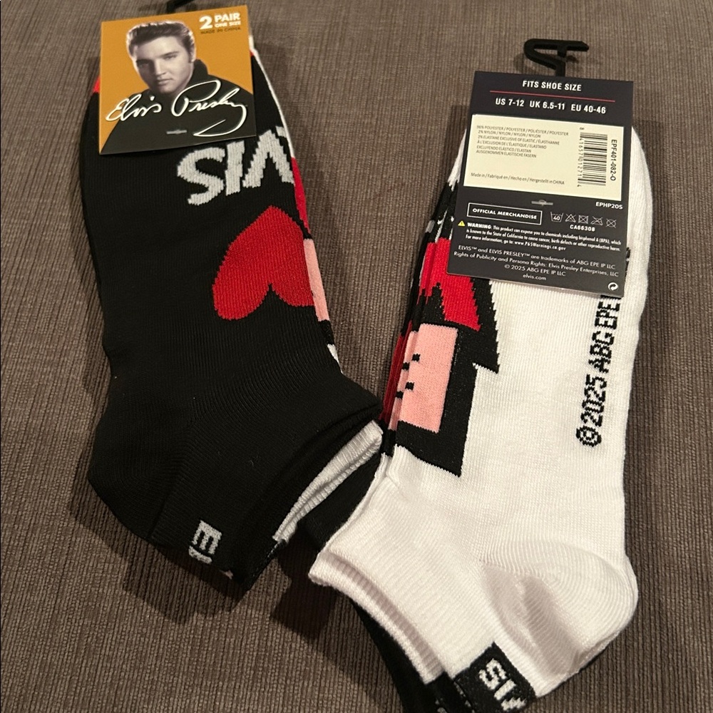Elvis Presley Socks 2 pairs OS NWT